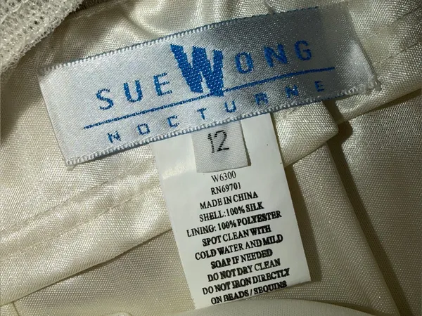VTG Sue Wong Nocturne Silk Beaded Mermaid Wedding Dress Ivory Gown Sequin formal - Image 13