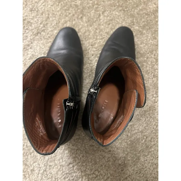 Coach Women's Chrystie Bootie Black Leather Ankle Heeled Size 9 - Image 4