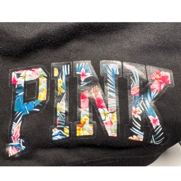 PINK - Victoria's Secret Floral Logo Lounge Shorts Elastic Waist Comfy Casual Black Size S‎ - Image 5
