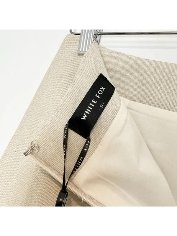 White Fox On‎ The List Skirt Small Beige Faux Cargo Mini Slit Baddie Vegas Party - Image 5