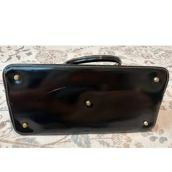 ARCADIA Leather Womens Black Handbag Satchel Bag Made In Italy Classic Chic - Image 7
