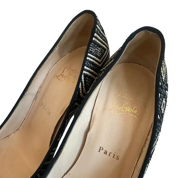 Christian Louboutin Daffodile Platform Pumps Heels Panama Geometrico Size 39 - Image 16