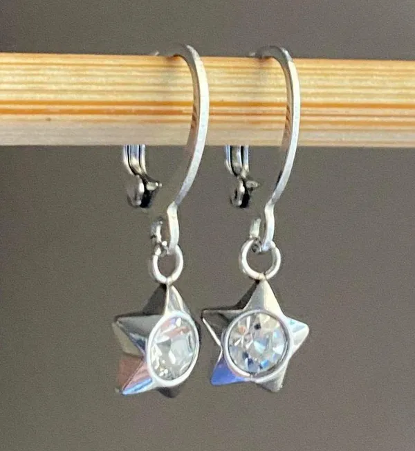 Handmade funky grunge y2k simple mini stainless star earrings 🌙 - Image 3