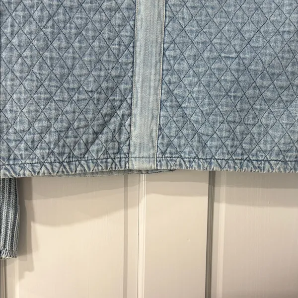 Blue Willi’s Denmark Quilted Denim Jacket Knit Sleeves Button 90s Vintage Large - Image 10