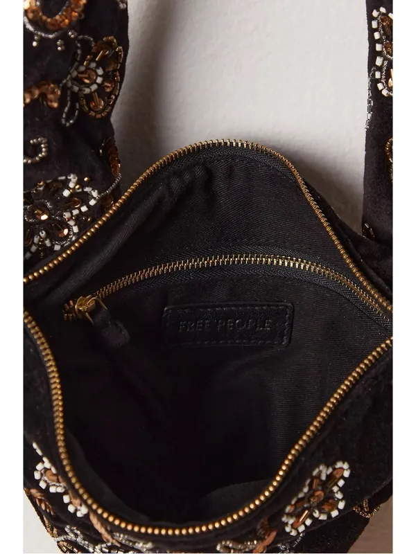 Free People Bohemian Witchy Nashville Nights Beaded Velvet Bag Black NWT Evening - Image 9