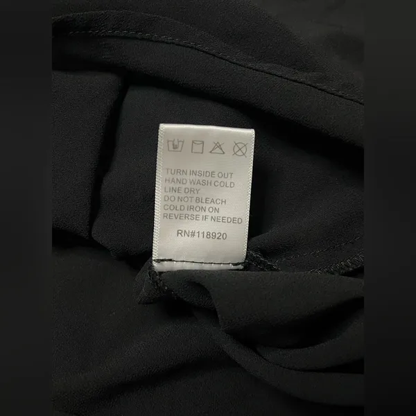 Lucy Paris Women’s Black Satin Silk V Neck Lace Racerback Top Size XS - Image 5
