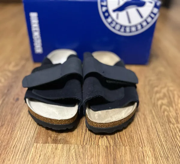 BIRKENSTOCK Kyoto black leather sandals slippers shoes women’s eur 38 new - Image 2