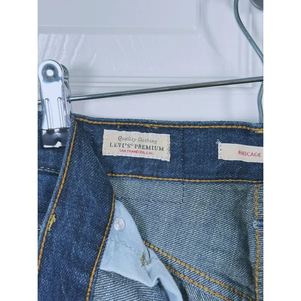 Levi's Premium Ribcage Wide Leg Jeans Size 24 Blue High Rise 90s Retro Denim - Image 7