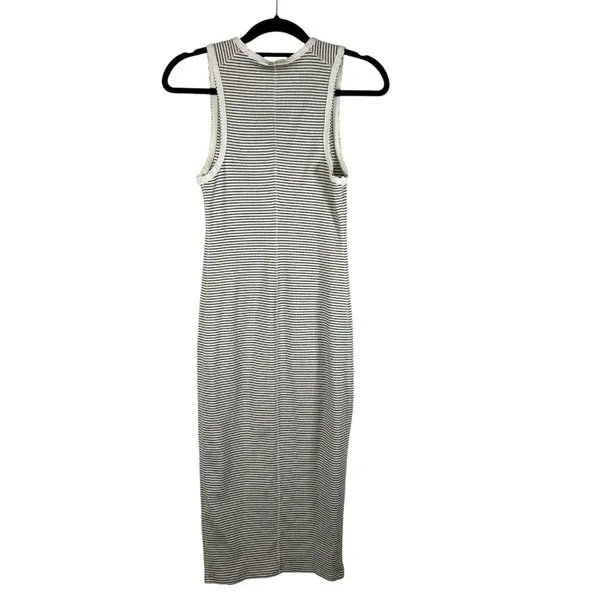 ALLSAINTS Womens Sz 6 Alicia Midi Striped Sleeveless Dress Ribbed Zip Front Goth - Image 2
