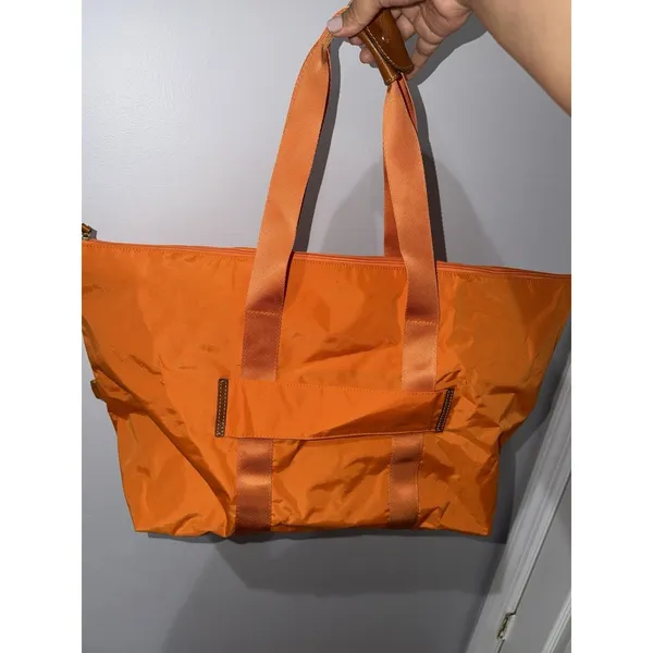 BRIC'S $210 Large‎ X Travel Deluxe Weekender Duffle Bag Orange Nylon Leather 22" - Image 6