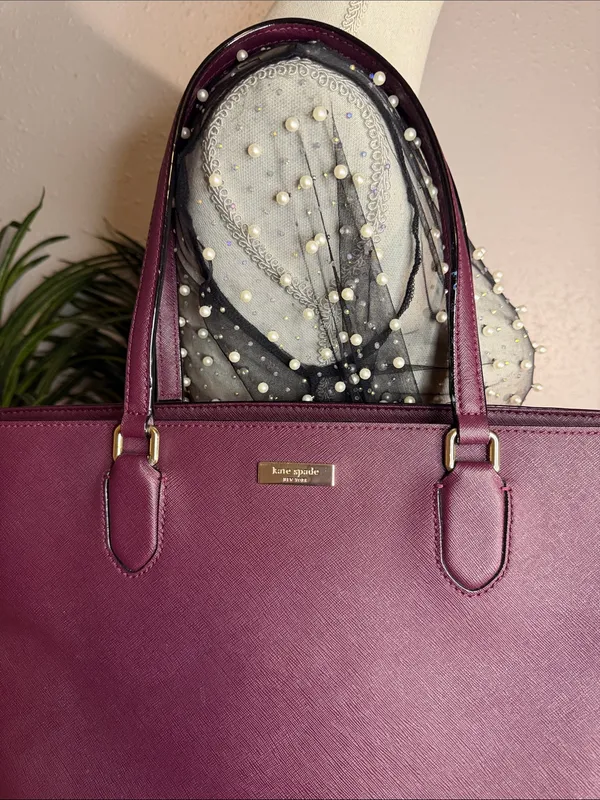 kate spade plum saffiano tote in deep berry - Image 2