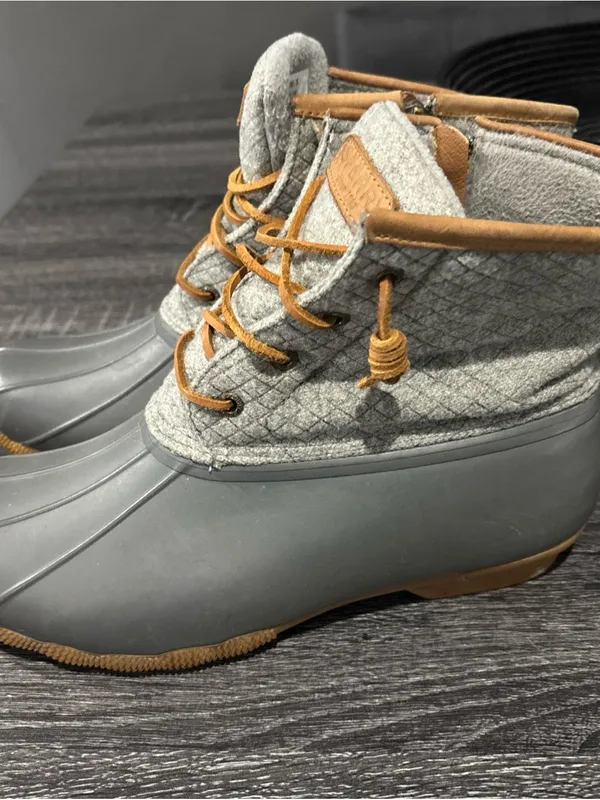 Sperry Gray and Tan Quilted Duck Boots - Image 2