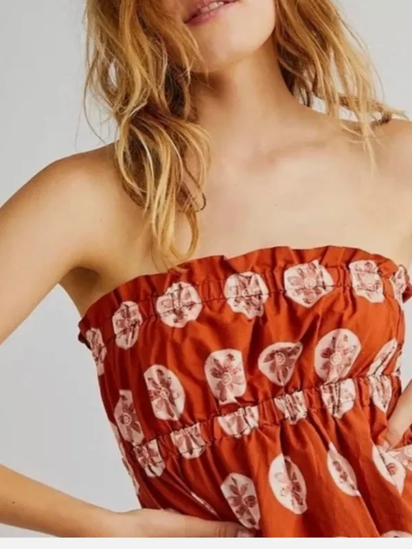Free People Leanna Tube Dress in Orange Rust - Image 2