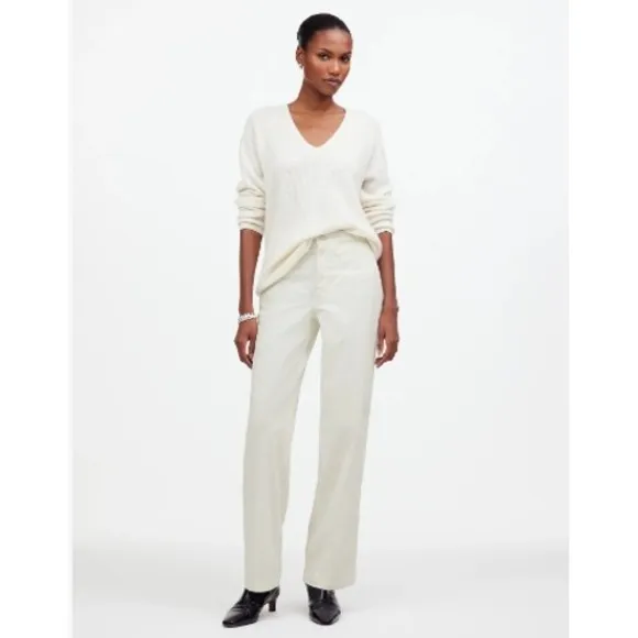 Madewell Emmett Wide Leg Corduroy‎ Pants Winter White Women's Size 25 - Image 2