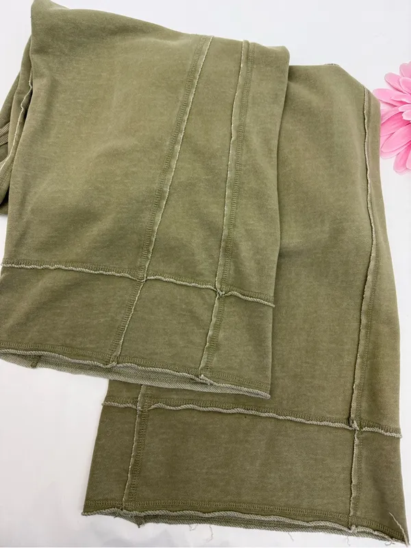 Anthropologie X Daily Practice The Seamed Wide Leg Pants Lounge Olive Green - Image 7