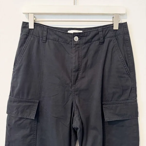 HM Cargo Pants Size 6 Faded‎ Black High Rise Wide Leg Baggy Alternative Grunge - Image 2
