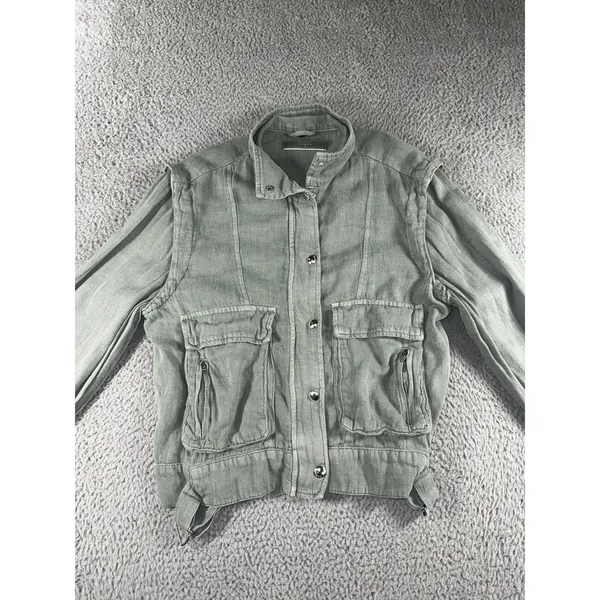 Blanknyc Jacket Women XS Full Zip Linen Utility Steampunk‎ Boho - Image 2