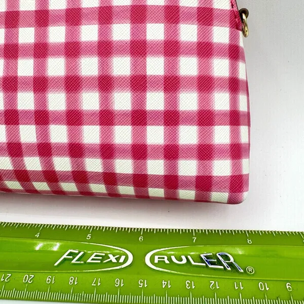 Nanette Lepore Purse Pink Plaid Baguette Bright Small No Shoulder Strap Preppy - Image 5
