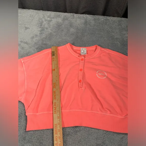 Aerie offline Coral Button-Up Cropped sweatshirt large - Image 5