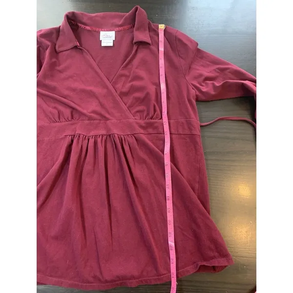 Oh Baby Motherhood Maternity Belted Empire Top Large 3/4 Sleeve‎ V Neck Stretch - Image 9