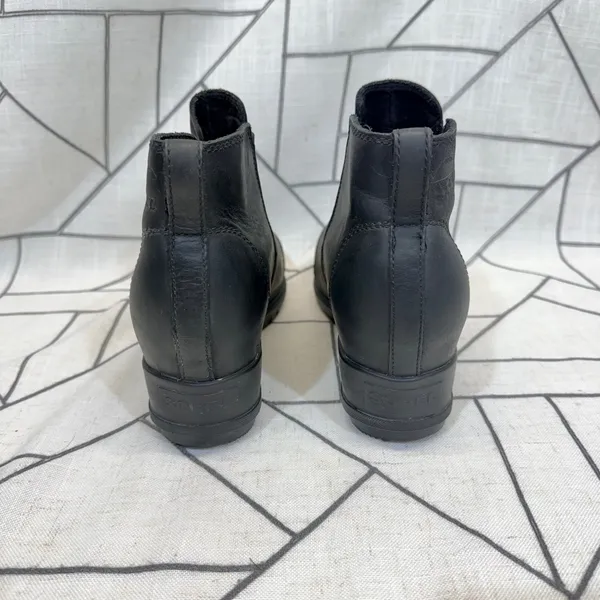 Sorel Evie Chelsea Boots Size 10 Black Leather Wedge Cap Toe NL4925-010 SEE PICS - Image 3