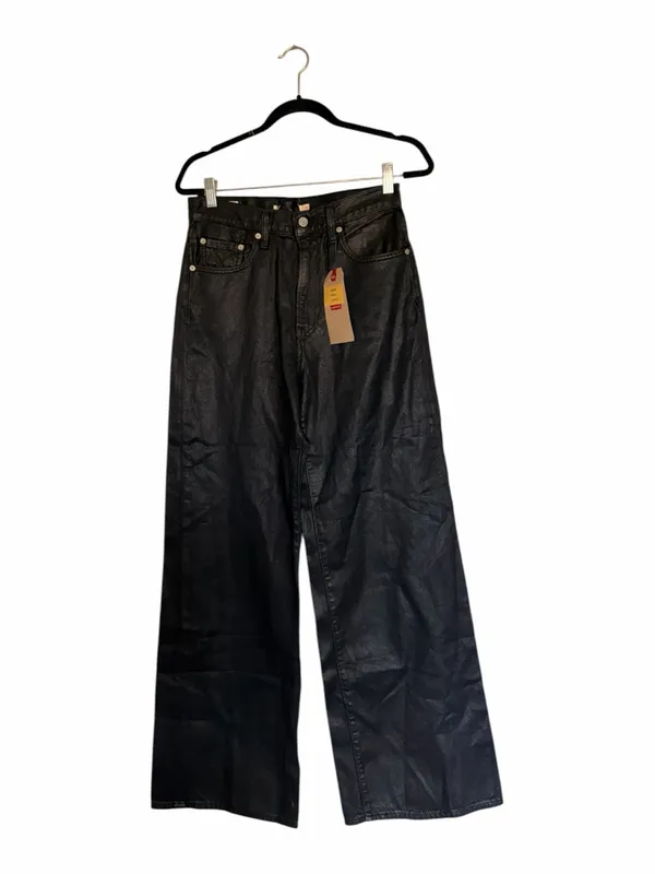 NWT Levi's Premium Ribcage Wide Leg Jeans A6081-0057 BLACK COATED Size 27x32 - Image 3