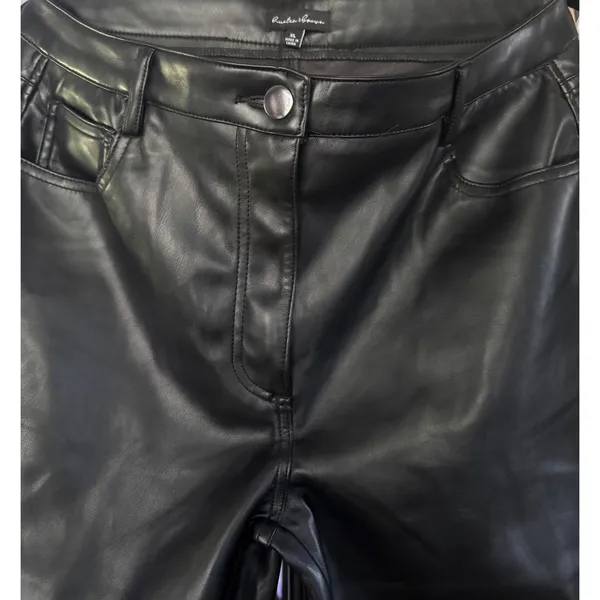 Title: Hunter & Brown Black Faux Leather Straight Leg Pants XL - Image 5