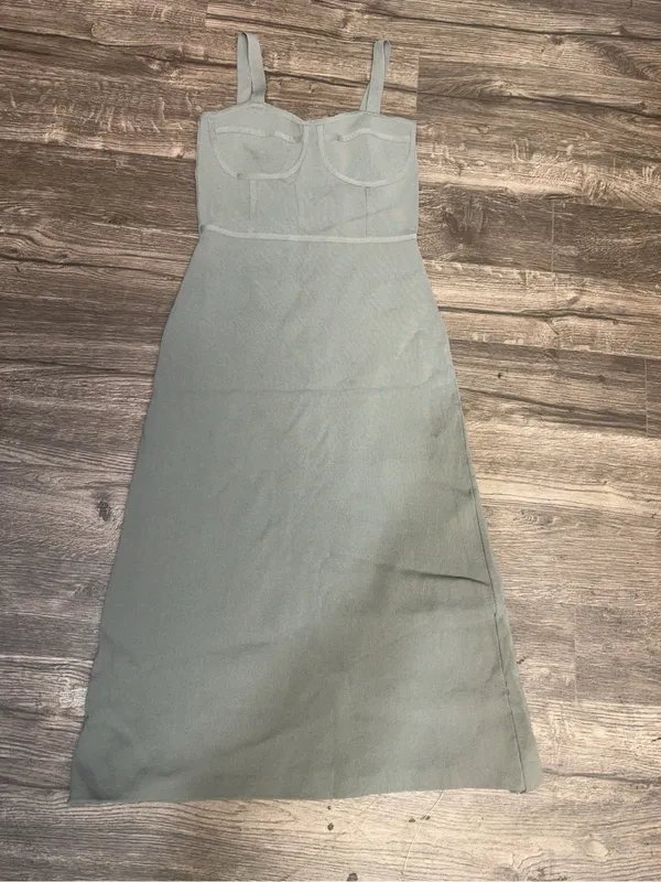 Zara Sage Green Bustier Bodycon Maxi Dress Size S - Image 2