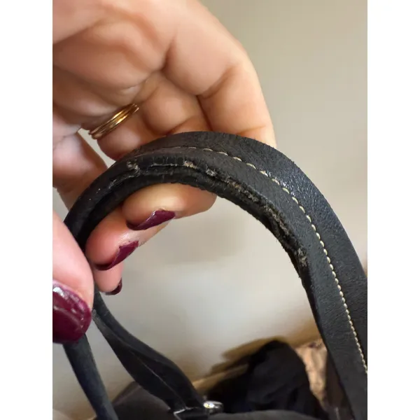 Kate Landry Black Leather Shoulder Bag Hobo Purse Silver‎ Ring Accents - Image 3