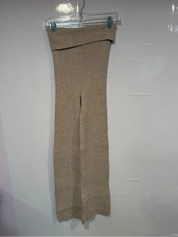 Ribbed‎ Knit Wide-Leg Rolled waistband Aerie Pants in Heathered Beige NWT - Image 4