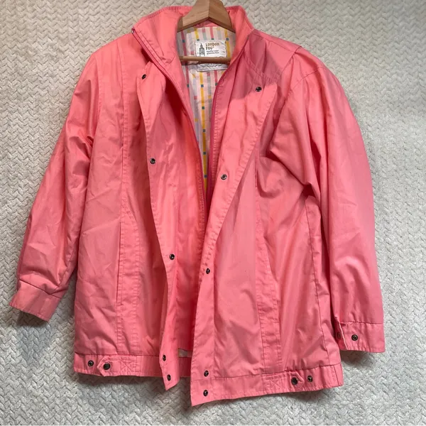 Vintage London Fog Pink All Weather 80s Zip-up Jacket Barbiecore‎ Glam - Image 4