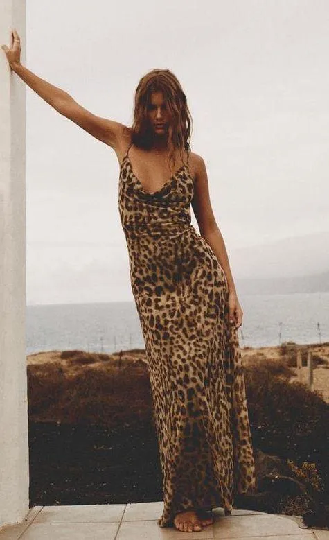 Zara maxi long Leopard cheetah print bodycon dress evening date coctail - Image 10