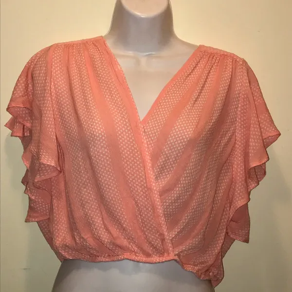Anthropologie Maeve Nell pink ruffle top size XS - Image 3