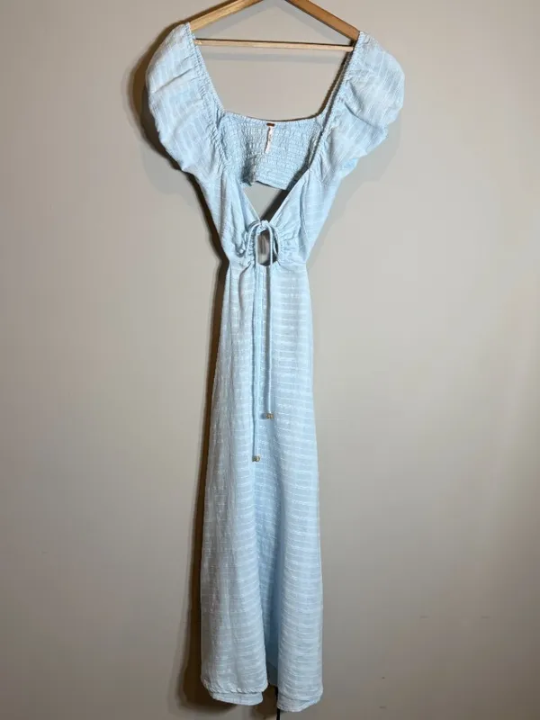 Free People Endless Summer Extra Dose Midi Dress Women's Small Blue Keyhole Boho - Image 7