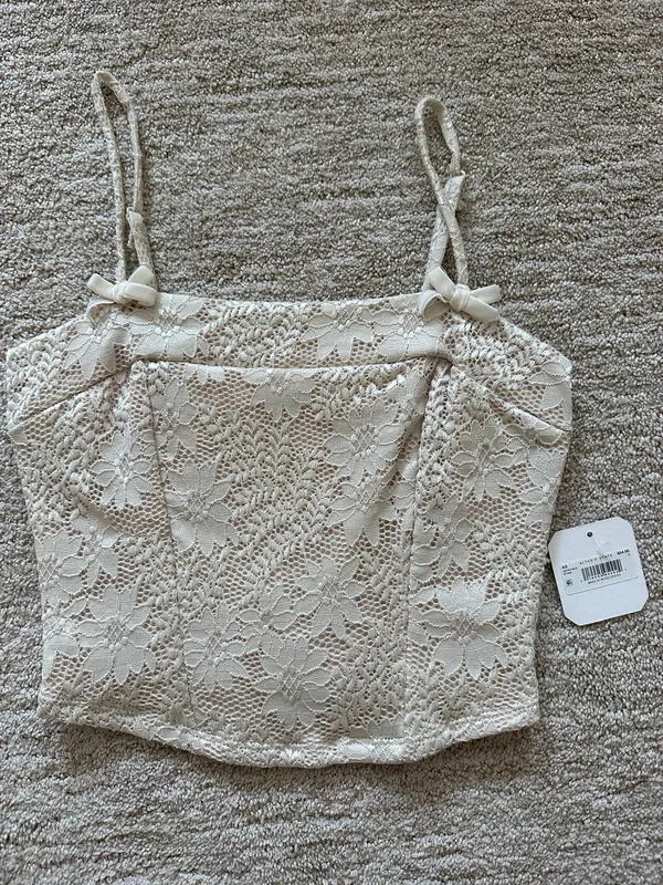 Altar'd State Gracie lace bow corset top - Image 3