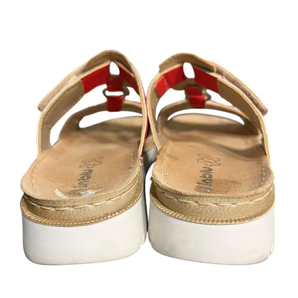 Inblu Shoes Womens Size US 7.5 Red Slide Sandals Chain Leather Footbed Slip On - Image 4