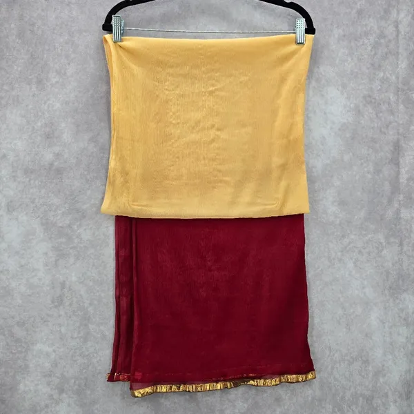 Red Tan Gold Lace Ombre‎ Long Indian Dupatta Shawl Scarves Wrap Scarf 84x32 - Image 2