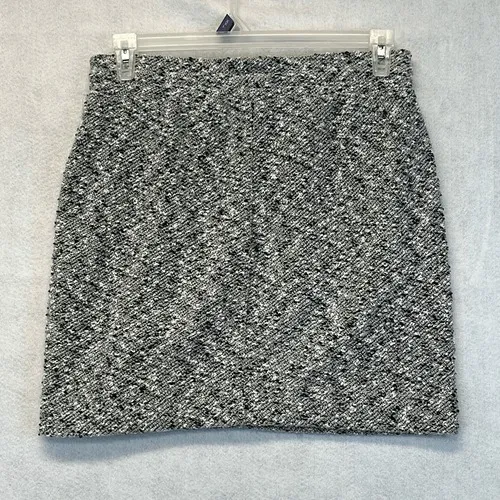 LOU GREY for LOFT Skirt Medium Black White Gray Tweed Pencil Mini‎ Drawstring - Image 10