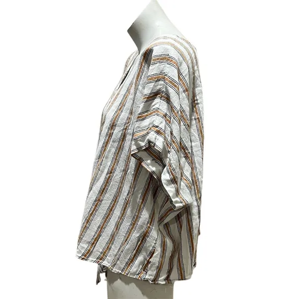 Ava & Viv Women's 2XL Striped V-Neck Blouse Tie Front Multicolor - Image 4