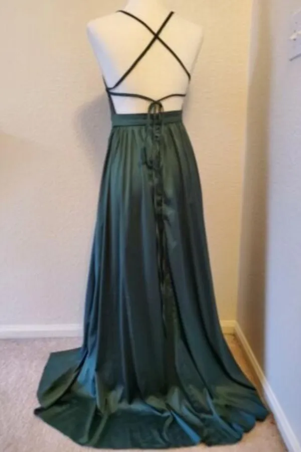 Evening Dress Formal Party Prom Gown Green Sequins Size XS - Image 6