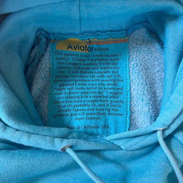 Aviator Nation Hoodie Blue Lightning Rainbow - Image 2