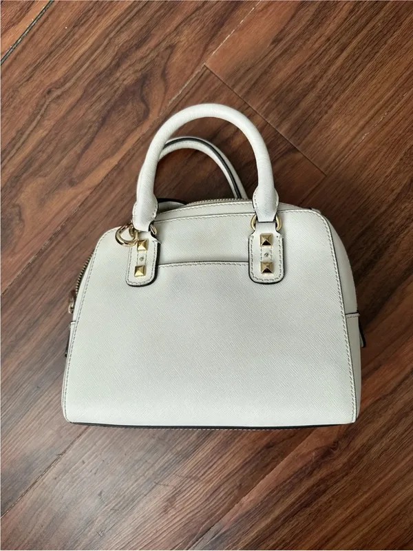 Michael Kors White And Gold Studded Mini Crossbody Purse Bag - Image 3