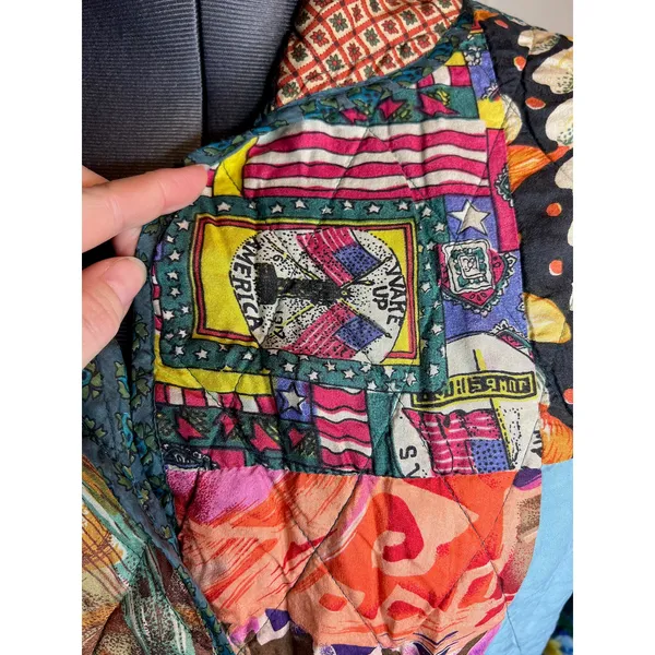 Jacket Quilted silk reversible bright green blue pink Size XL - Image 12