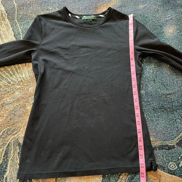 Lauren Ralph Lauren Black Cotton Crew Neck Long Sleeve Top Women’s S Preppy Y2K - Image 11