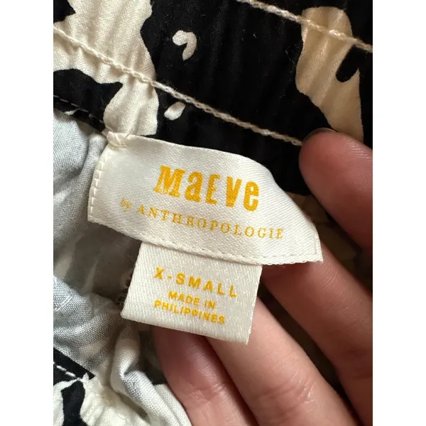MAEVE Anthropologie Tenley‎ twill track pants black white jungle cat panther XS - Image 4