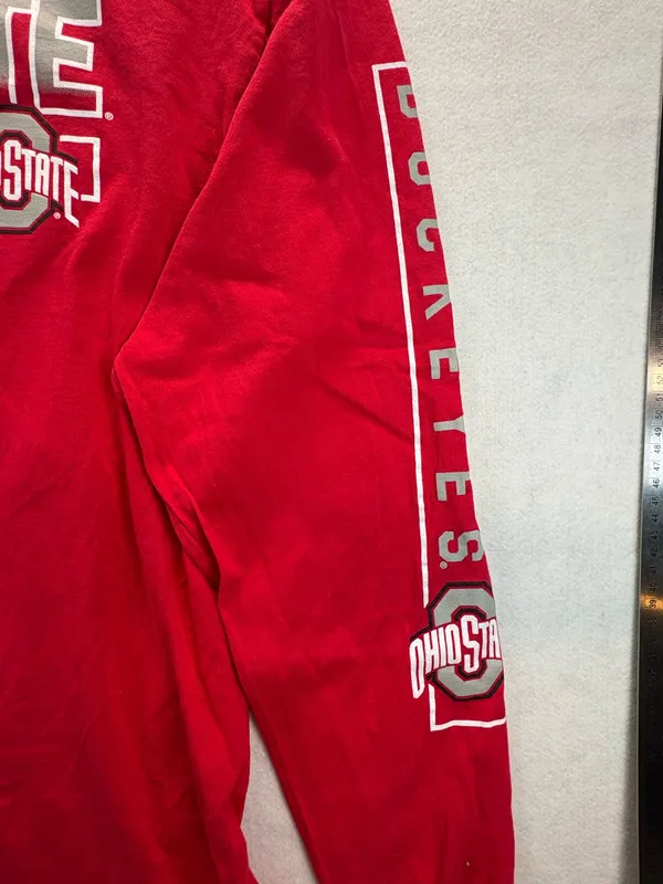 Ohio State Buckeyes Long Sleeve Shirt Mens Large Red ProEdge OSU Graphic Tee - Image 3