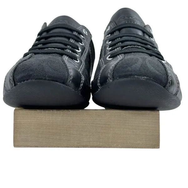 Coach Suee Black Monogram Canvas/Leather Lace-up Comfort Sneakers Size 6.5 - Image 6
