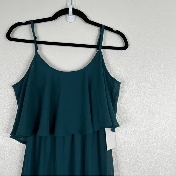 Show Me Your Mumu Caitlin Ruffle Maxi Dress Deep‎ Jade Chiffon Sz XXS - Image 6