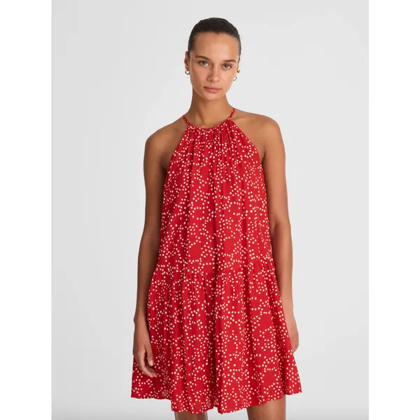 Madewell Drop Waist Mini Dress Polka Dot Trapeze Relaxed Festival Red XS NWT - Image 2