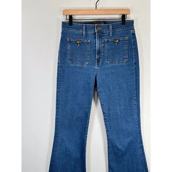 VERONICA BEARD Womens Jeans Blue Denim Carson Ankle Flare High Rise Size 30 - Image 6